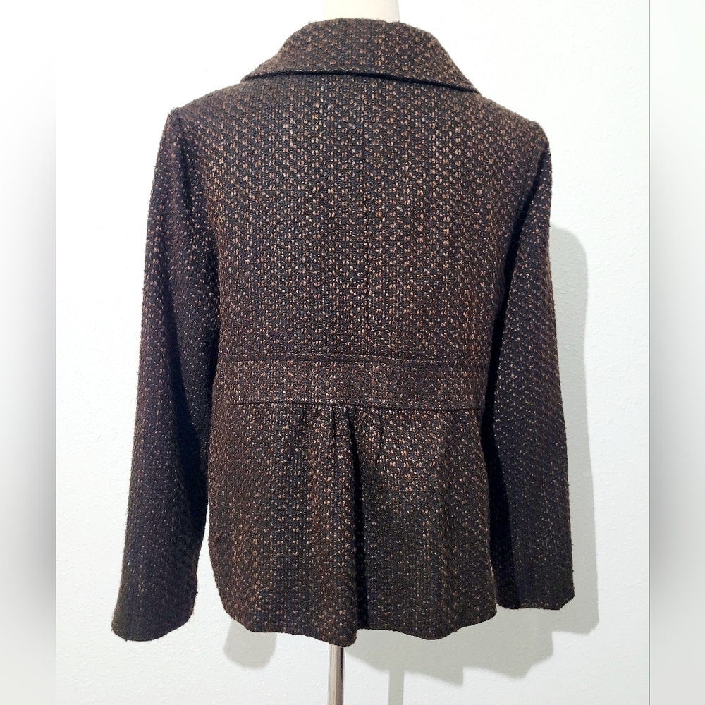 Briggs New York Women’s Brown Tweed Jacket Coat Size 14 Lined Button Front - Picture 5 of 14